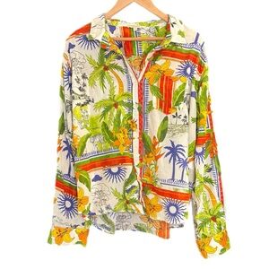 Lucky & Coco tropical print long sleeve button up 100% cotton